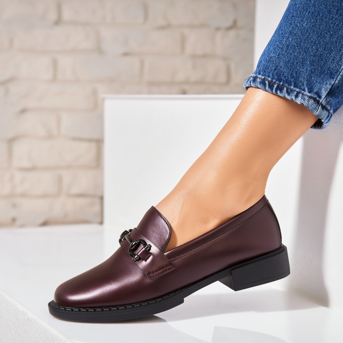 Poze Pantofi dama casual Maro din Piele Ecologica Ayson