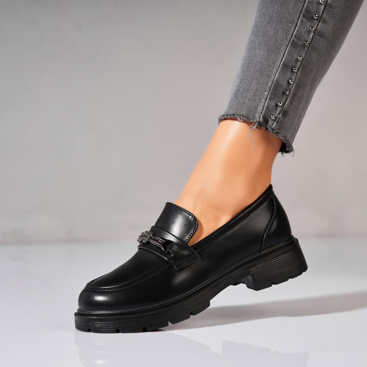 Poze Pantofi dama casual Negri din Piele Ecologica Diona