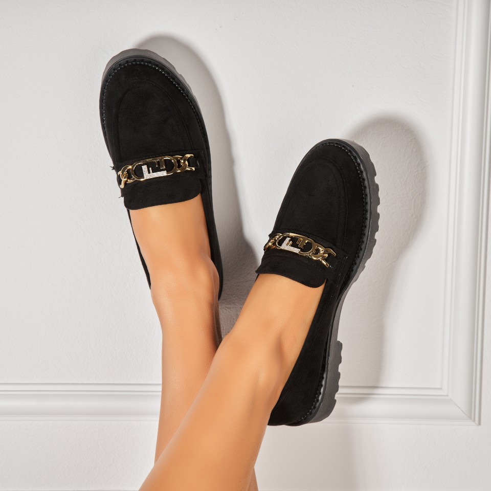 Poze Pantofi dama casual Negri din Piele Ecologica Intoarsa Ajay