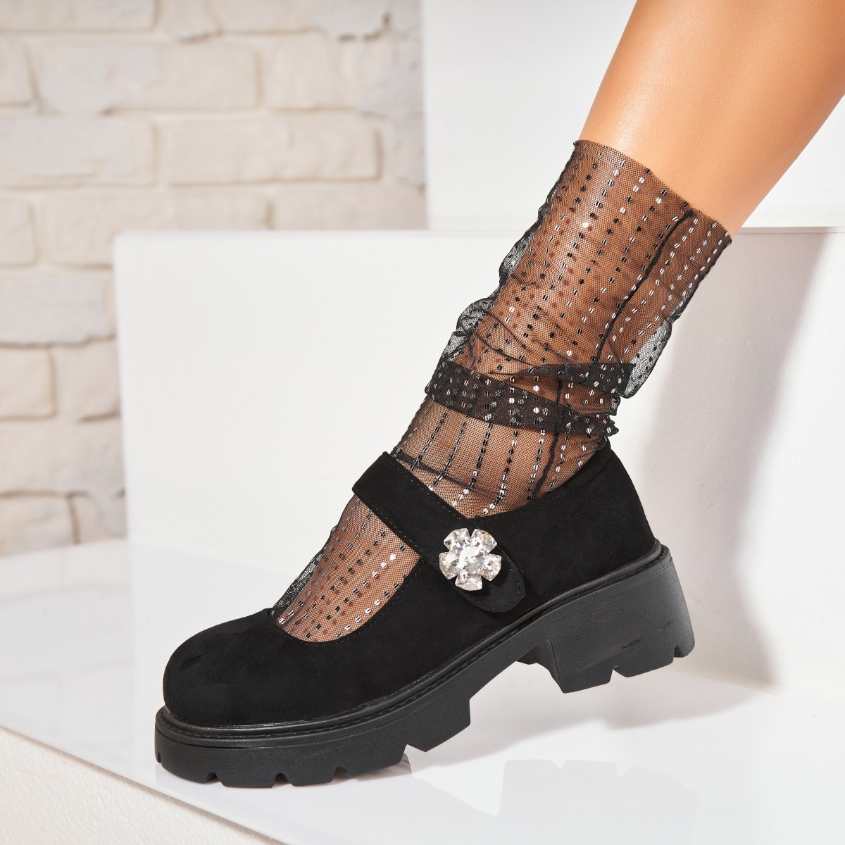 Poze Pantofi dama casual Negri din Piele Ecologica Intoarsa Blaise