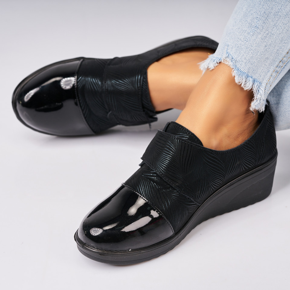 Poze Pantofi dama casual Negri din Piele Ecologica Intoarsa Caprhi