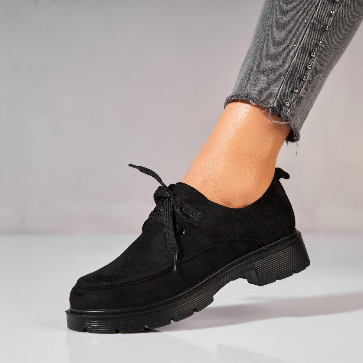 Poze Pantofi dama casual Negri din Piele Ecologica Intoarsa Dalina2