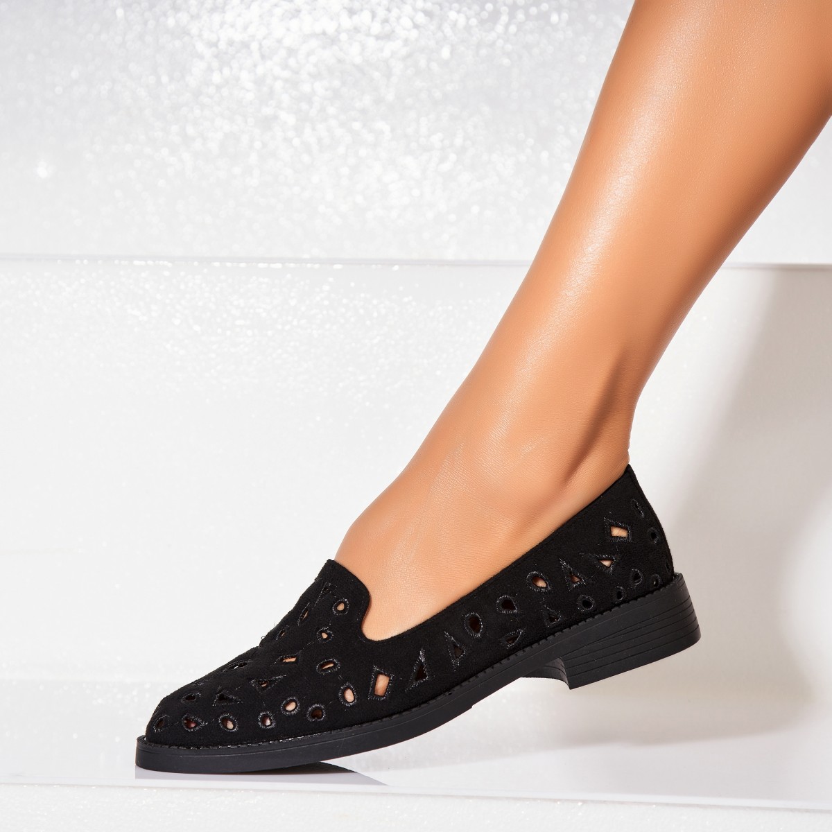 Poze Pantofi dama casual Negri din Piele Ecologica Intoarsa Gizel