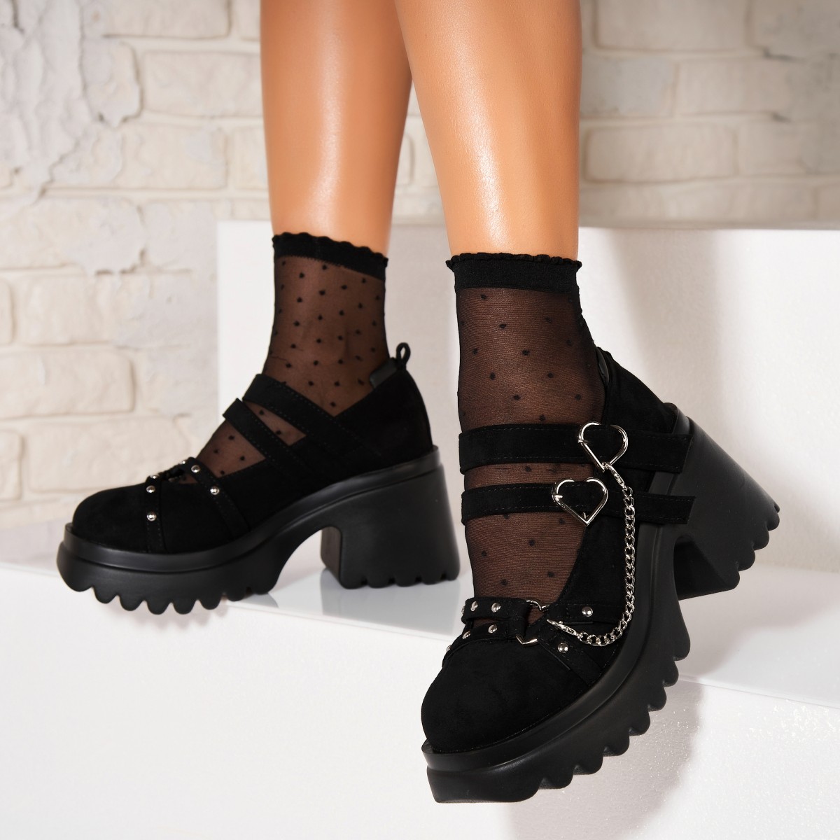 Poze Pantofi dama casual Negri din Piele Ecologica Intoarsa Lissa