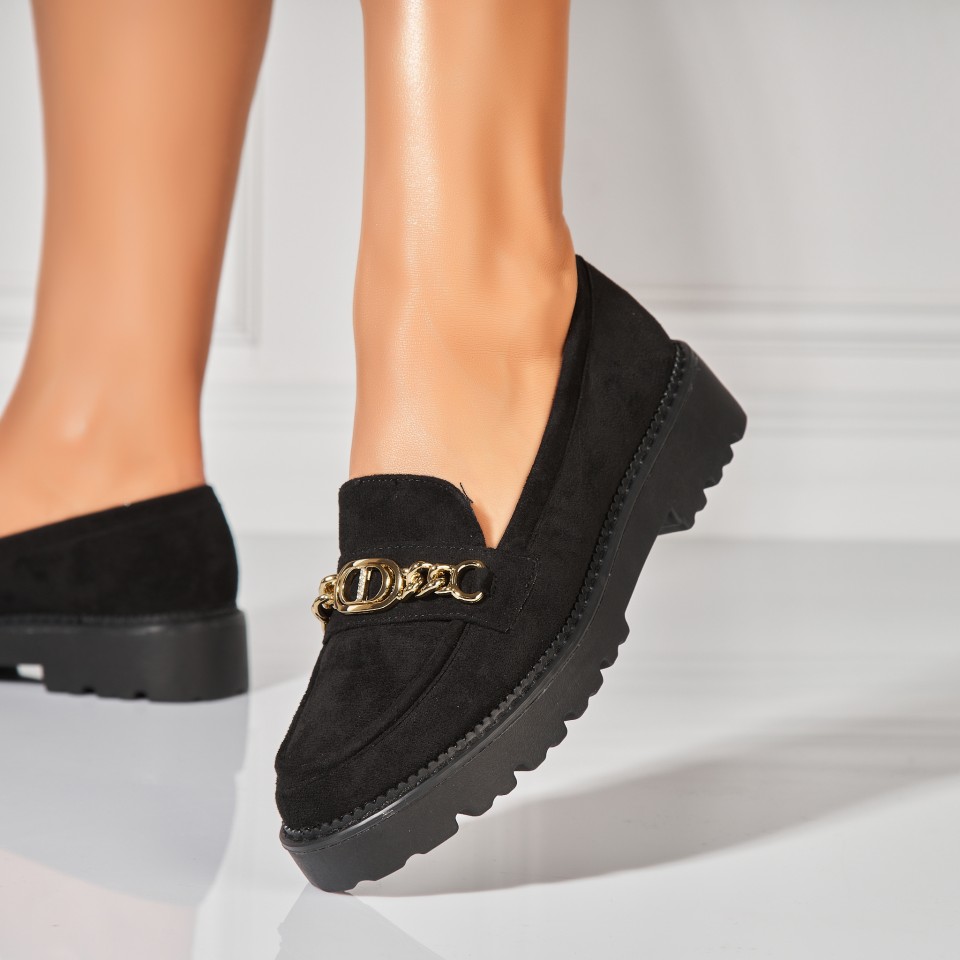 Poze Pantofi dama casual Negri din Piele Ecologica Intoarsa Navya