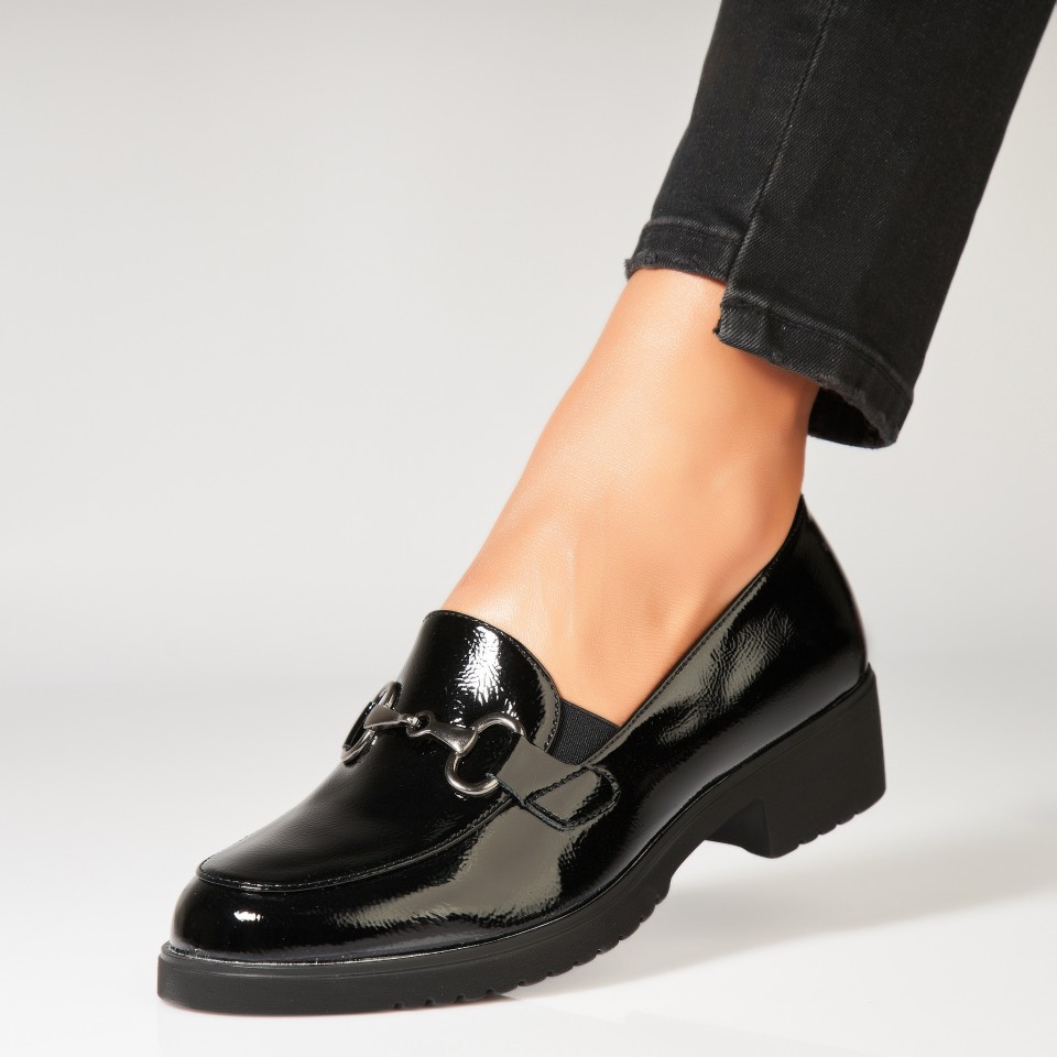 Poze Pantofi dama casual Negri din Piele Ecologica Lacuita Zuriya