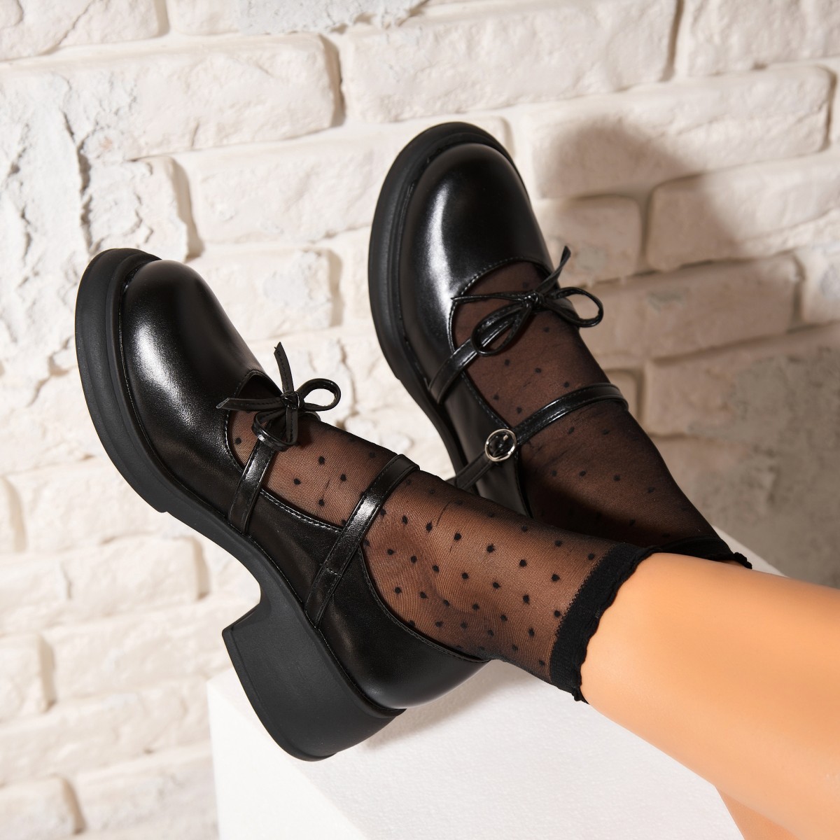 Poze Pantofi dama casual Negri din Piele Ecologica Myrna