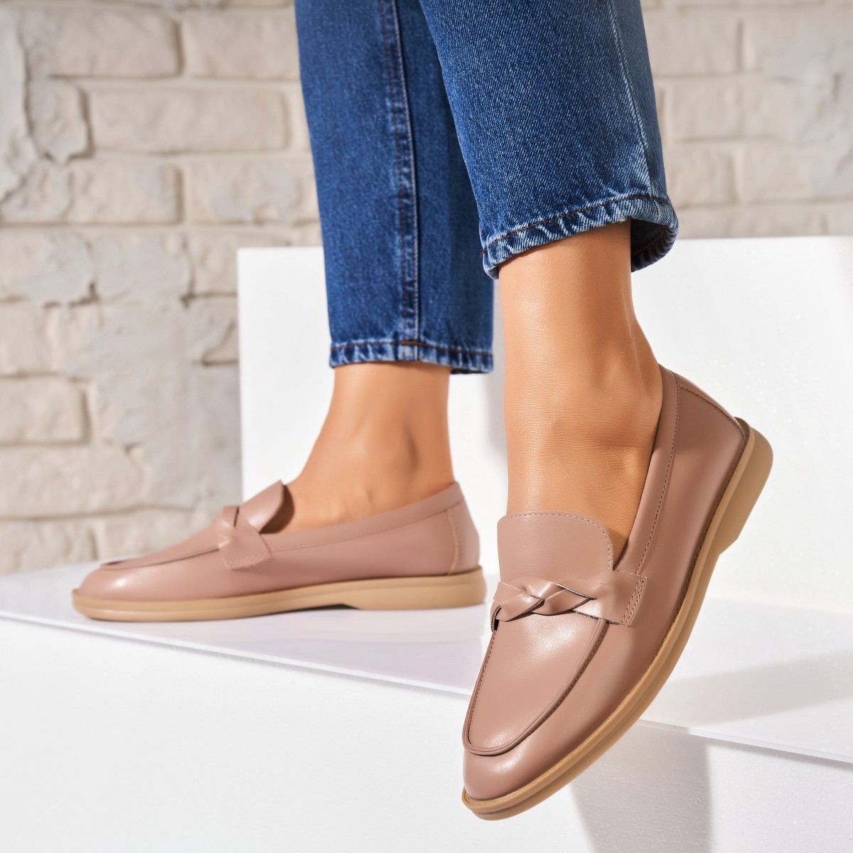 Poze Pantofi dama casual Nude din Piele Ecologica Osmara