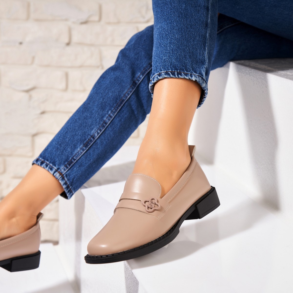 Poze Pantofi dama casual Nude din Piele Ecologica Syan