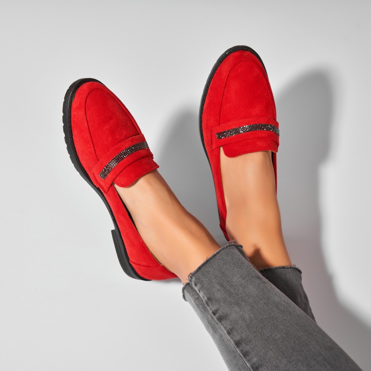 Poze Pantofi dama casual Rosii din Piele Ecologica Intoarsa Jessly
