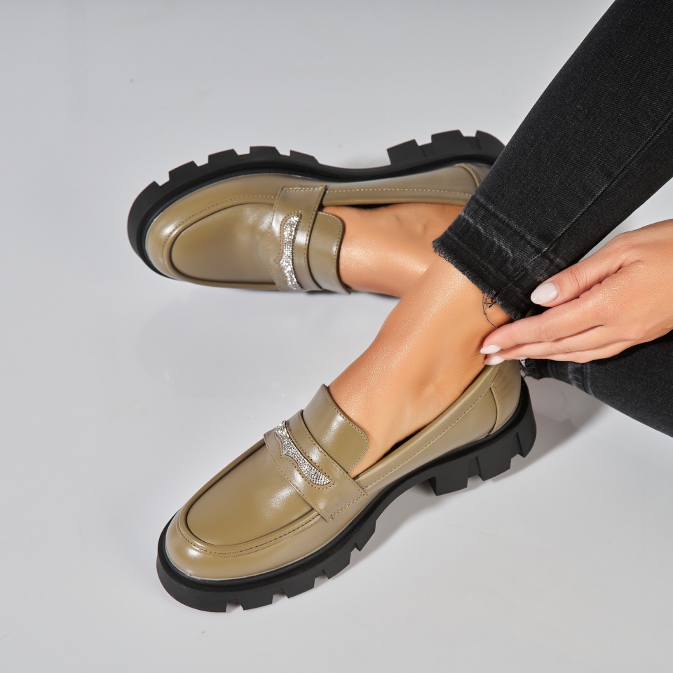 Poze Pantofi dama casual Verzi din Piele Ecologica Demi