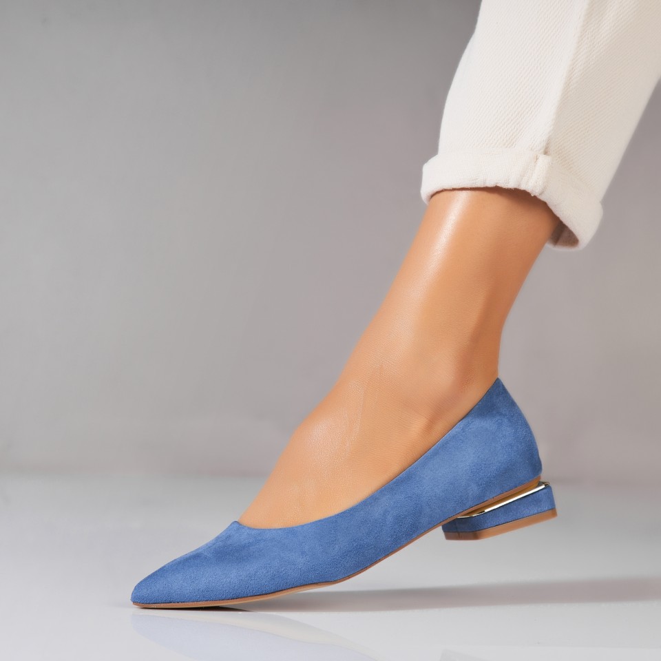 Poze Pantofi dama cu toc Albastri din Piele Ecologica Intoarsa Ginna