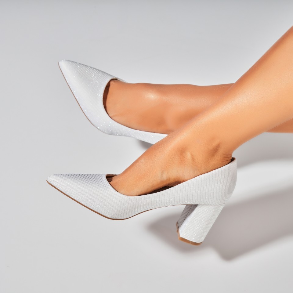 Poze Pantofi dama cu toc Albi din Textil Crosley