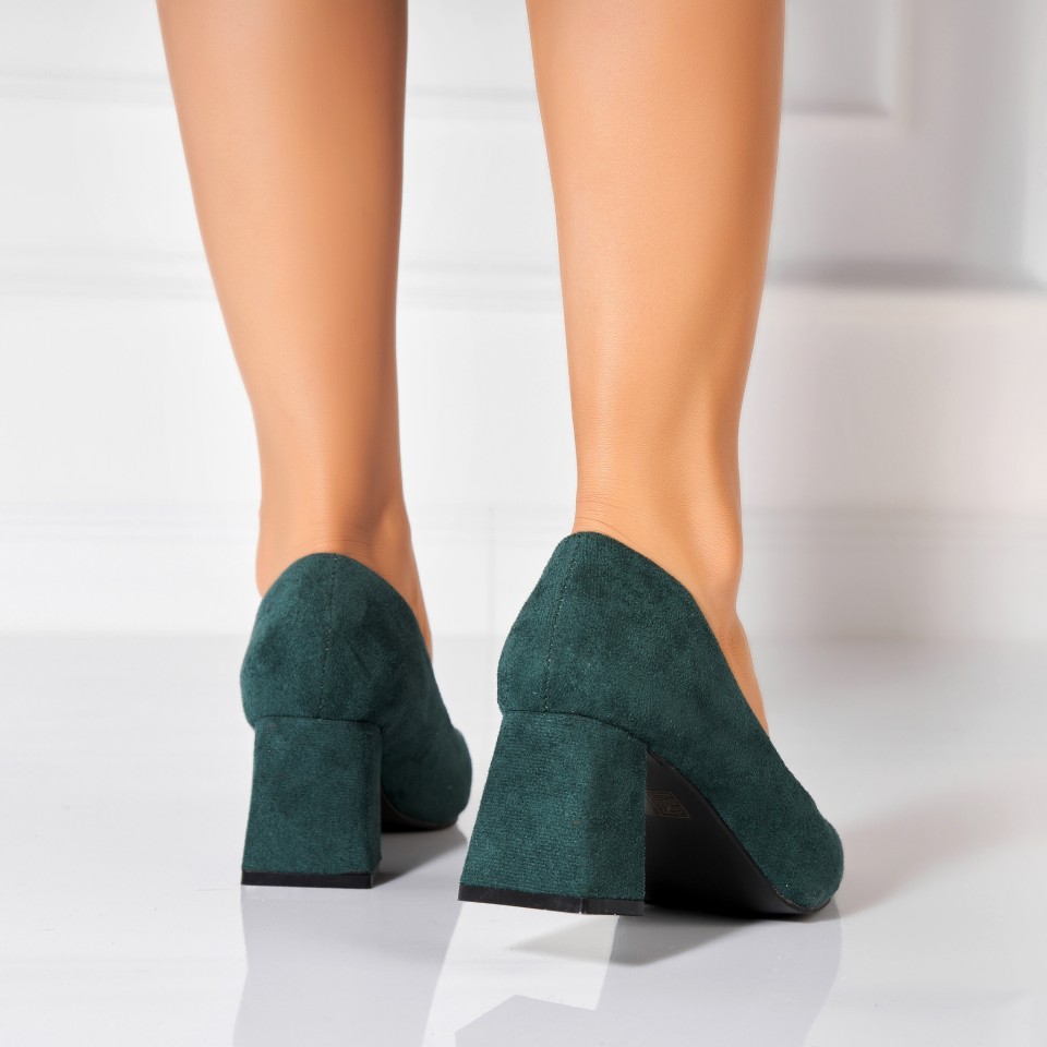 Poze Pantofi dama cu toc Verzi din Piele Ecologica Intoarsa Yuven
