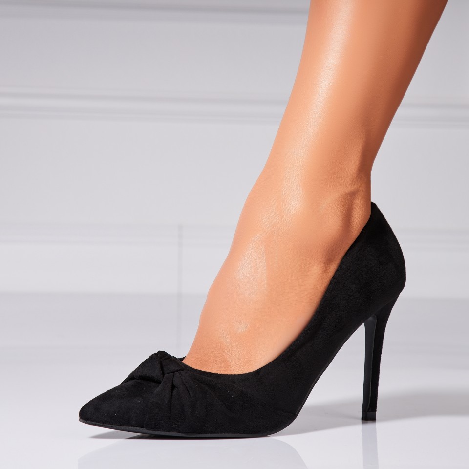 Poze Pantofi dama stiletto Negri din Piele Ecologica Intoarsa Zaila