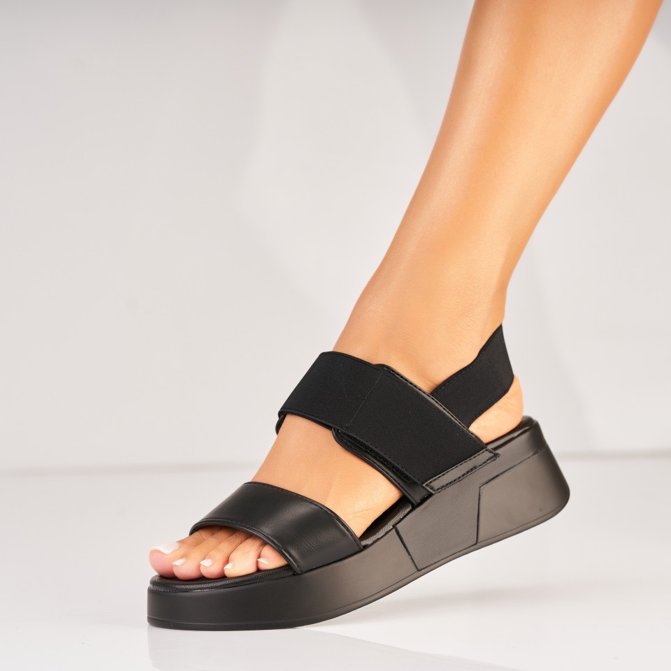 sandale dama cu platforma negre din piele ecologica owomi a5569~76959