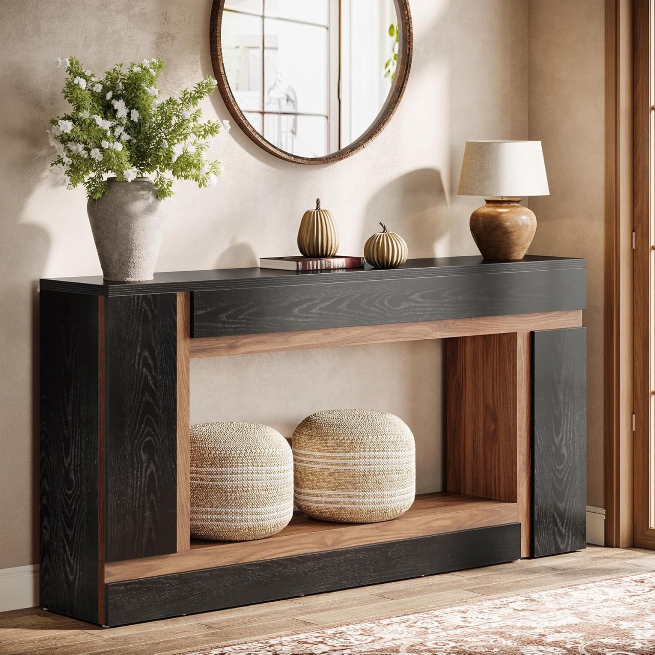 MAM10 - Masa Consola 160 cm masuta hol living dining dormitor - Maro - Negru