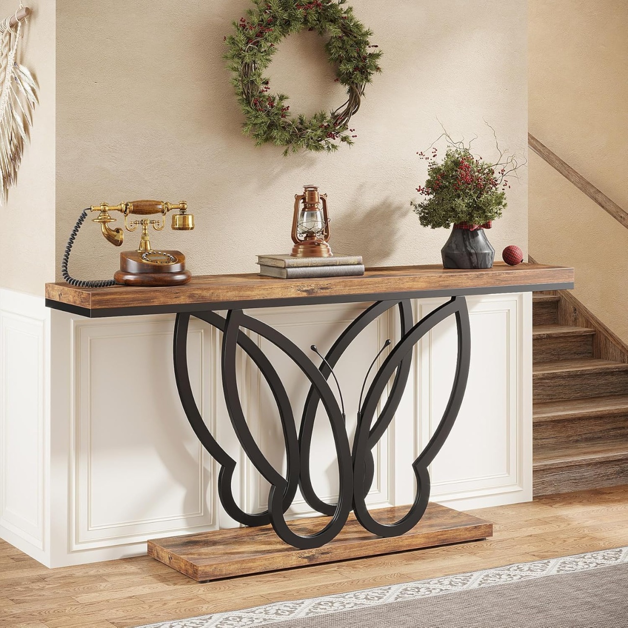 MACI20 - Masa Consola 140 cm masuta hol living dormitor - Negru - Maro