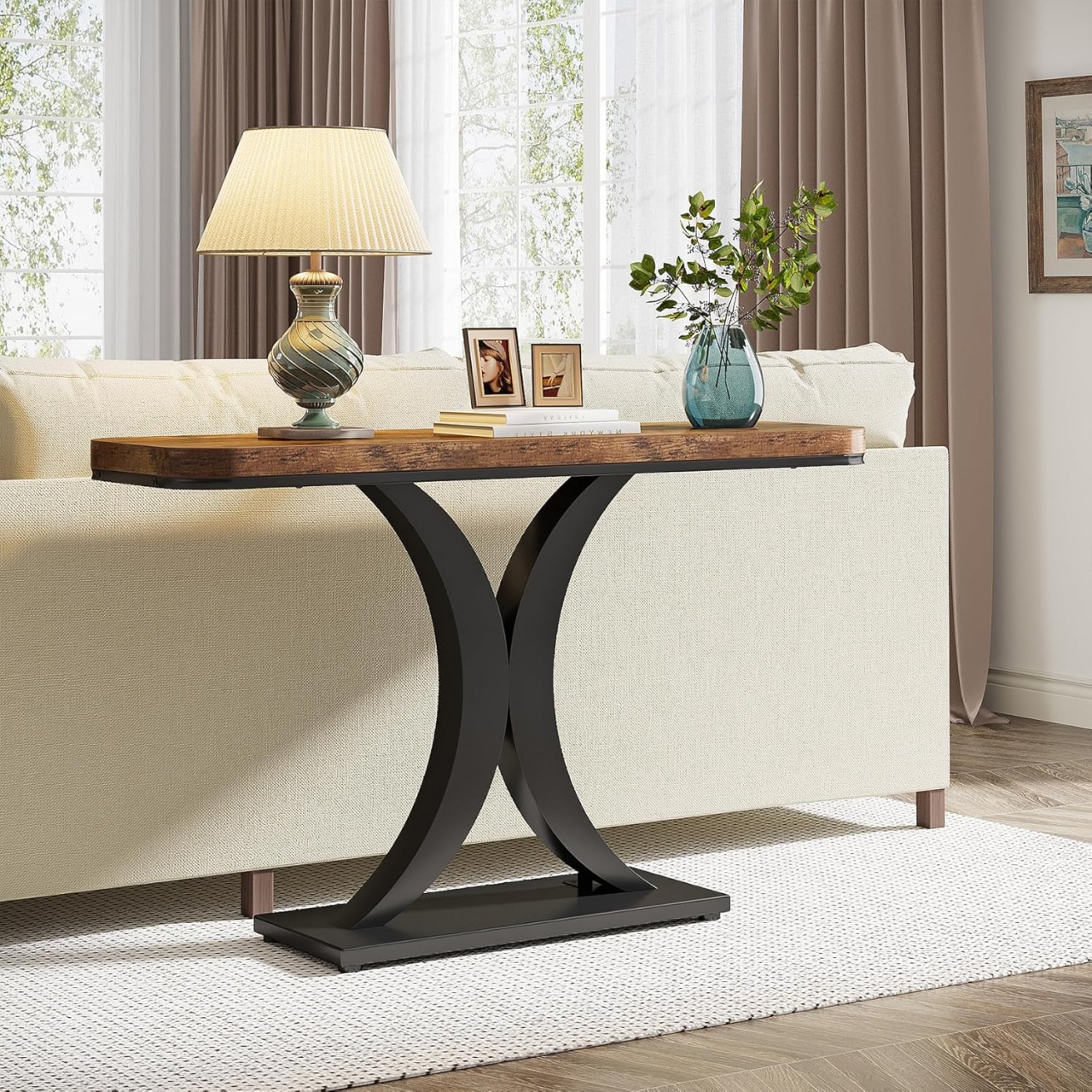 MACI21 - Masa Consola 100 cm masuta hol living dormitor - Negru - Maro