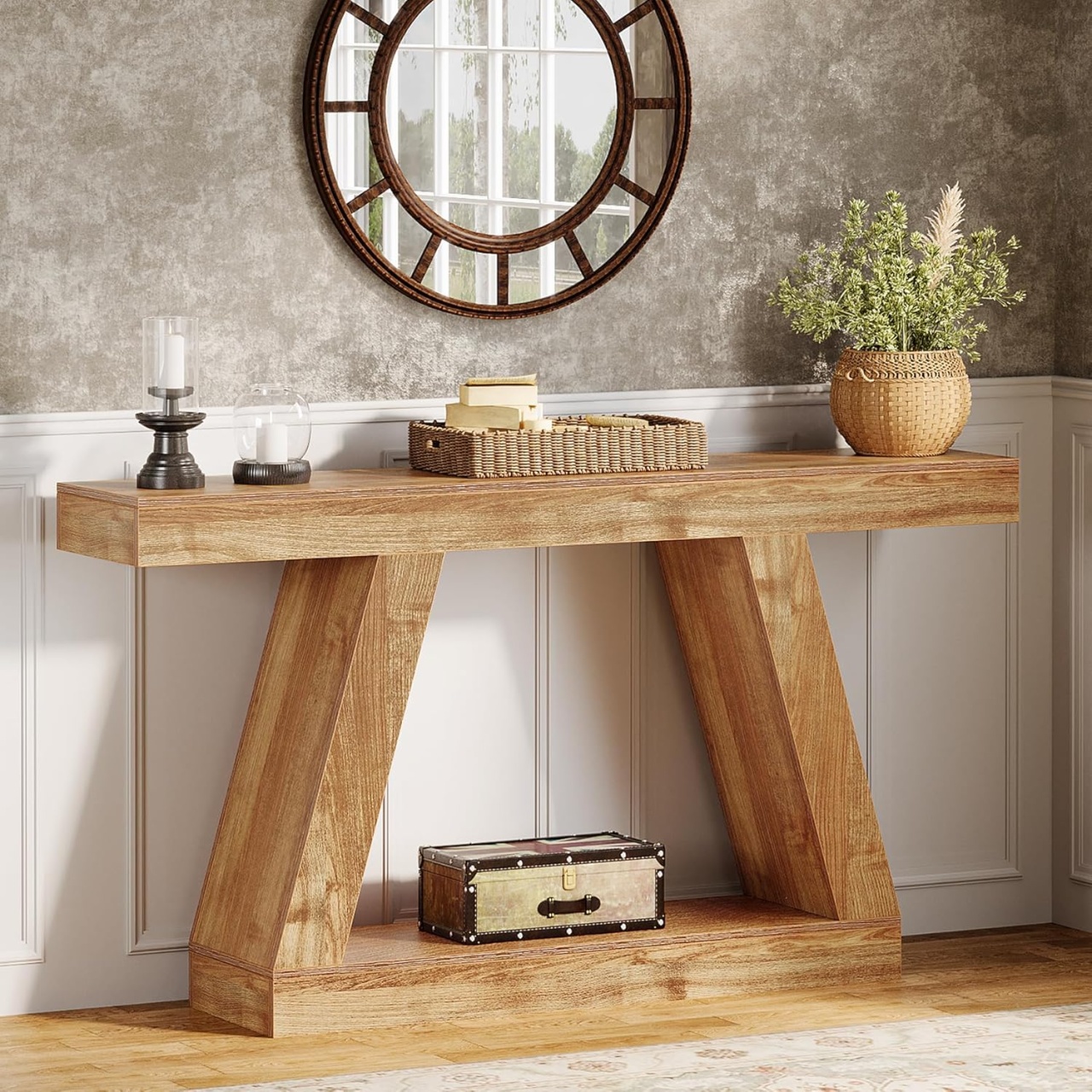 MAM5 - Masa Consola 140 cm masuta hol living dining dormitor - Maro deschis / Maro Inchis