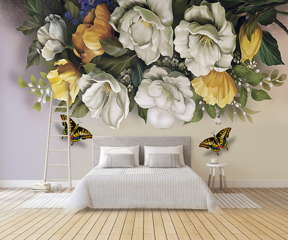 Fototapet Retro Flowers (Selecteaza Dimensiuni(L x H) (cm): 200x130, Selecteaza Material: Wall Deco Premium)