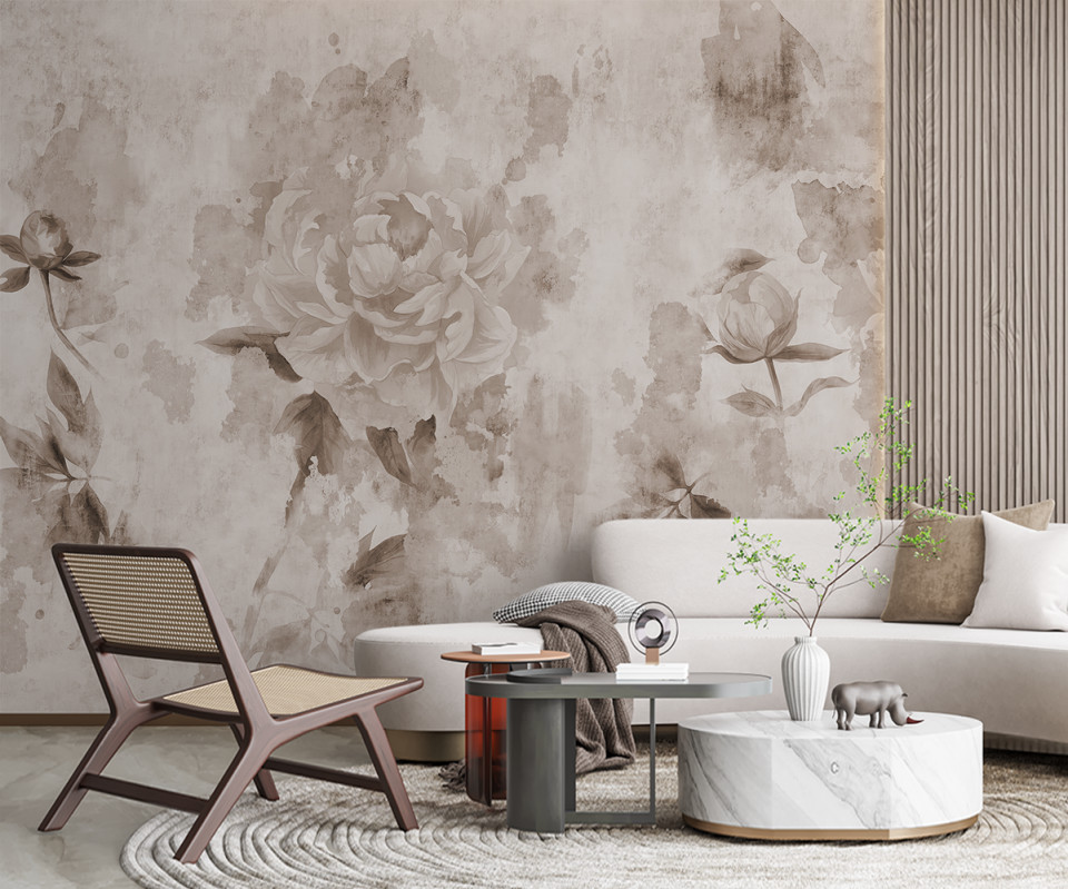 Fototapet Sepia Peonies Flowers (Selecteaza Dimensiuni(L x H) (cm): 300x200, Selecteaza Material: Wall Deco Premium)