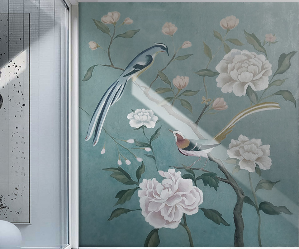 Fototapet Meticulous Flower and Bird (Selecteaza Dimensiuni(L x H) (cm): 400×250, Selecteaza Material: Wall Deco Premium) walldeco.ro imagine 2022