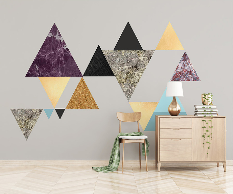 Fototapet Triunghiuri Colorate (Selecteaza Dimensiuni(L x H) (cm): 250×160, Selecteaza Material: Wall Deco Premium) walldeco.ro imagine 2022