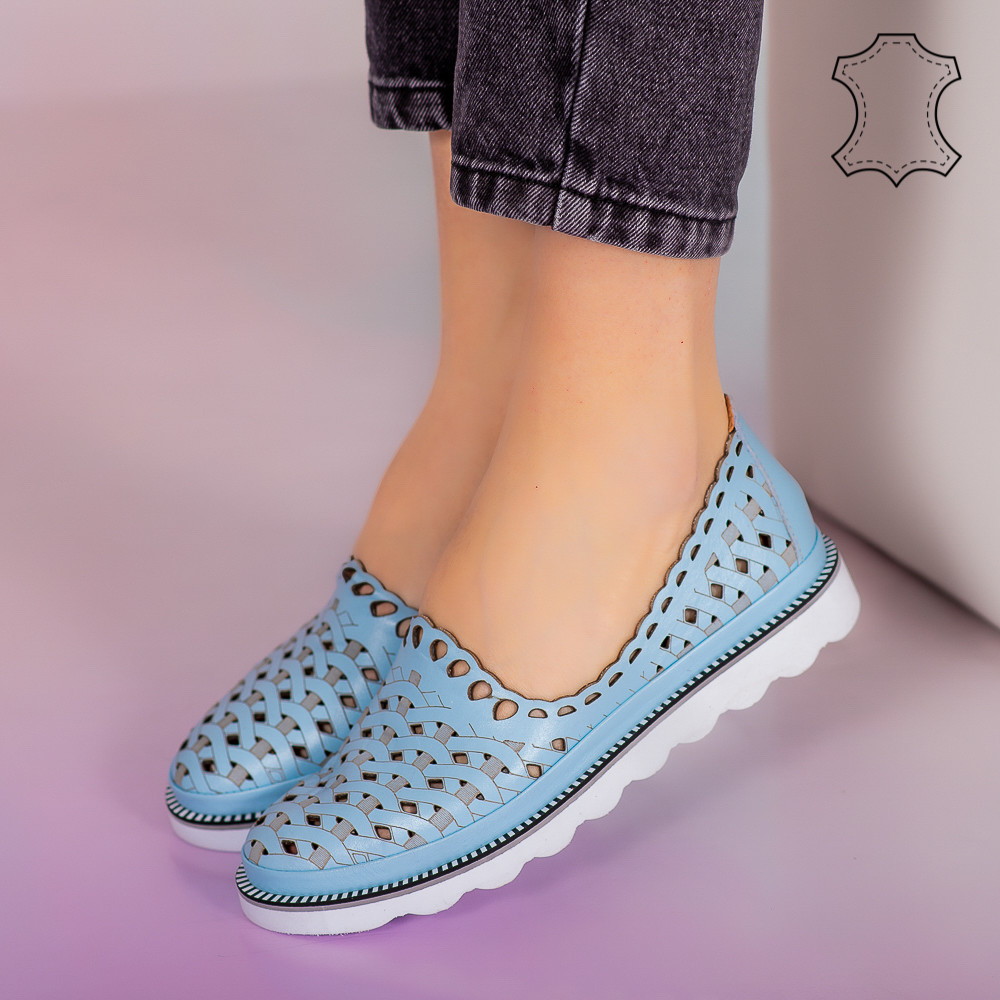 Pantofi piele naturala Bix albastri deluat imagine noua 2022