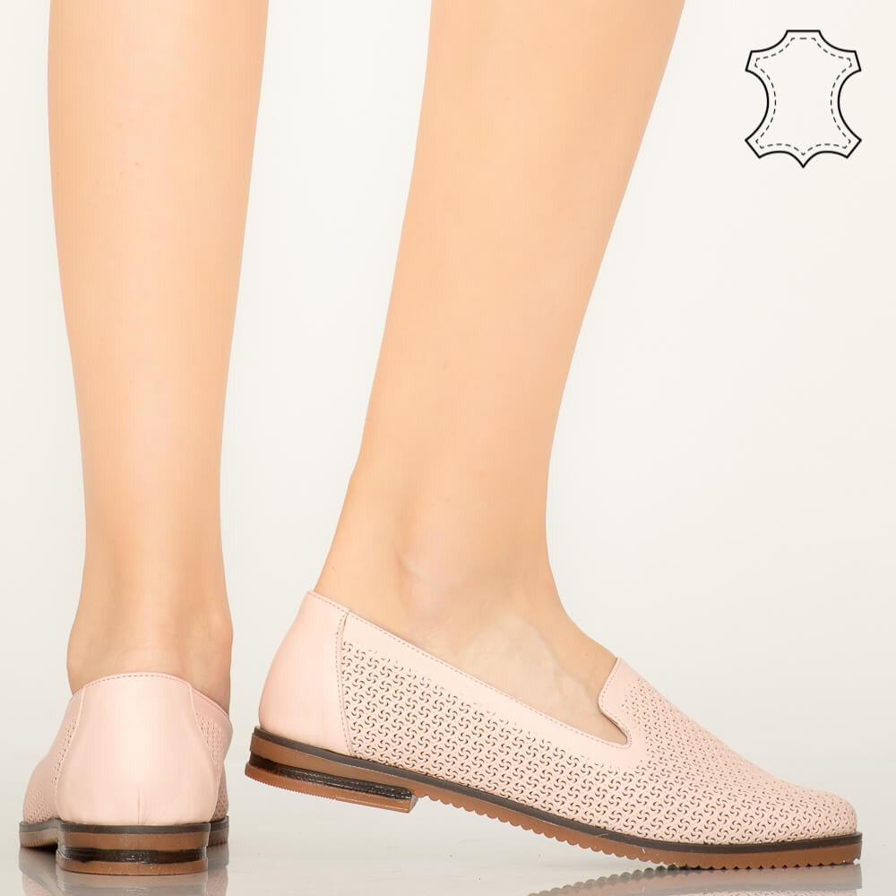 Pantofi piele naturala Velha roz deluat imagine noua 2022