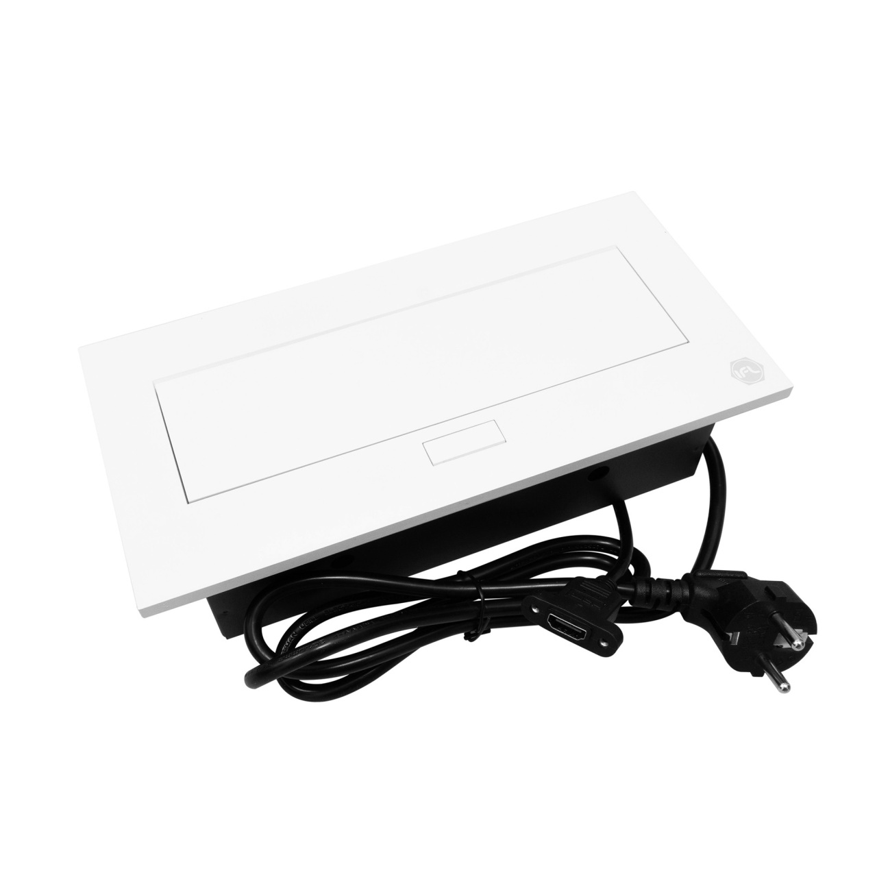Priza incastrabila model VADO, 2 iesiri Schuko, 1x USB-A, 1x USB-C, 1x HDMI, cablu 1,5 m inclus, finisaj alb | aluminiu | negru