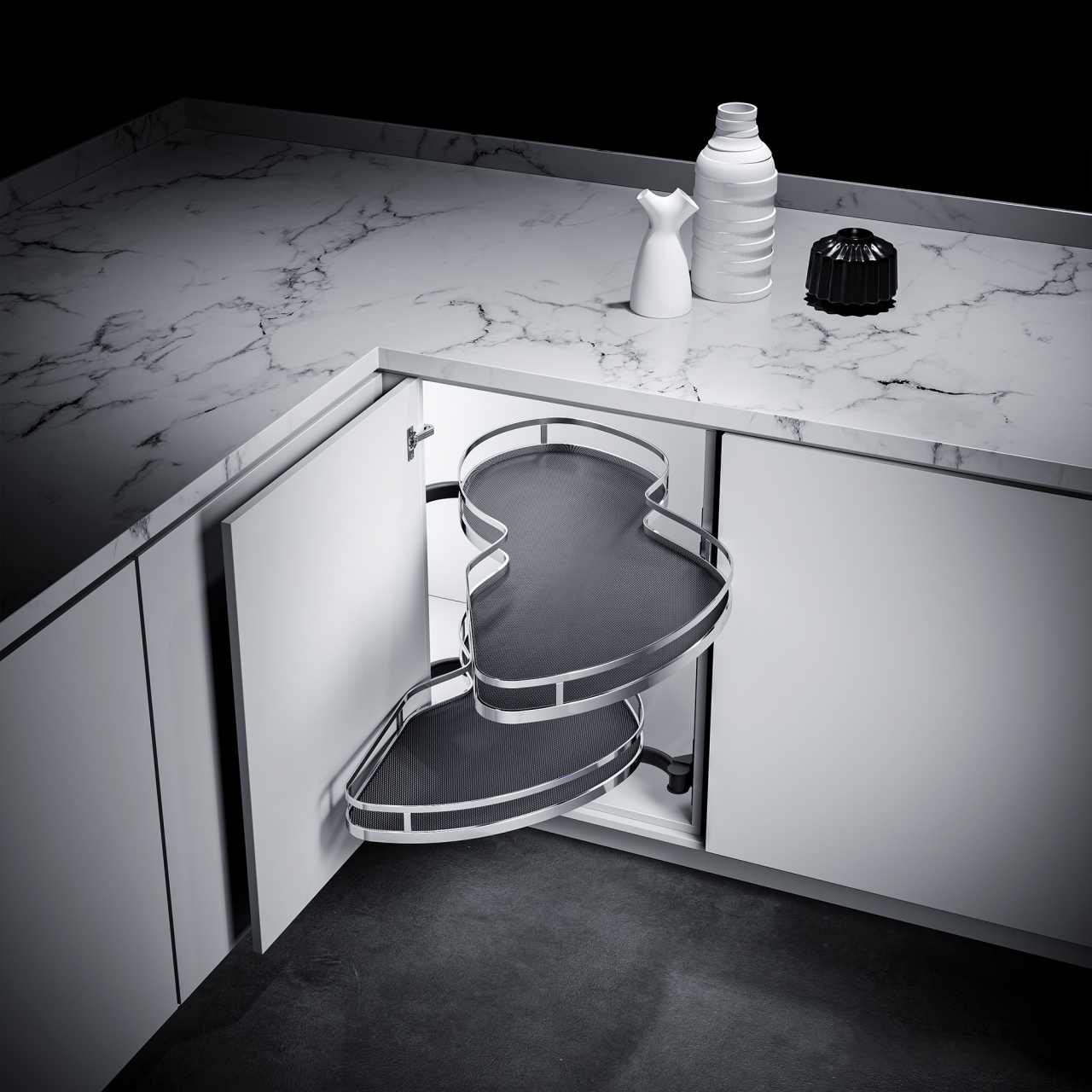 Set cosuri pentru colt ovale PRECISO, pentru corp de 900-1100 mm, montaj dreapta | stanga , 865x495 mm,H= 650-770 mm, finisaj antracit
