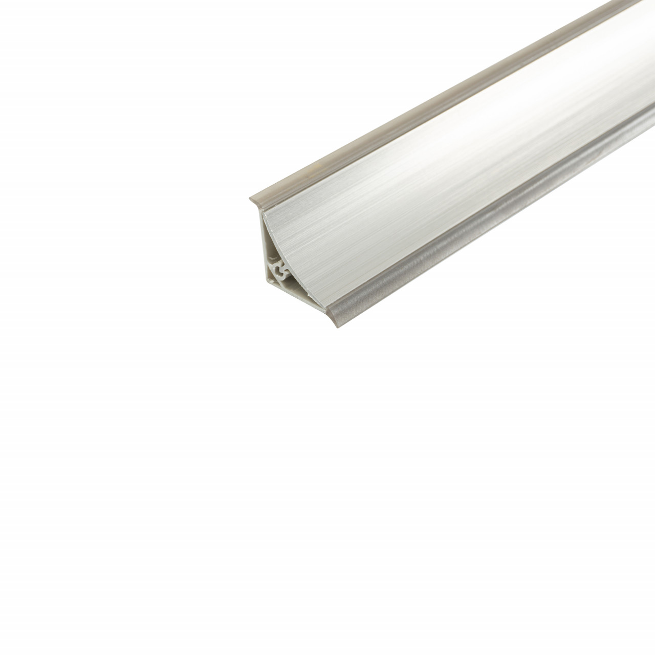 Inaltator concav/plinta antistrop concava, plastic cu insertie din aluminiu, 28x28x42 mm, L=2000 mm, finisaj inox