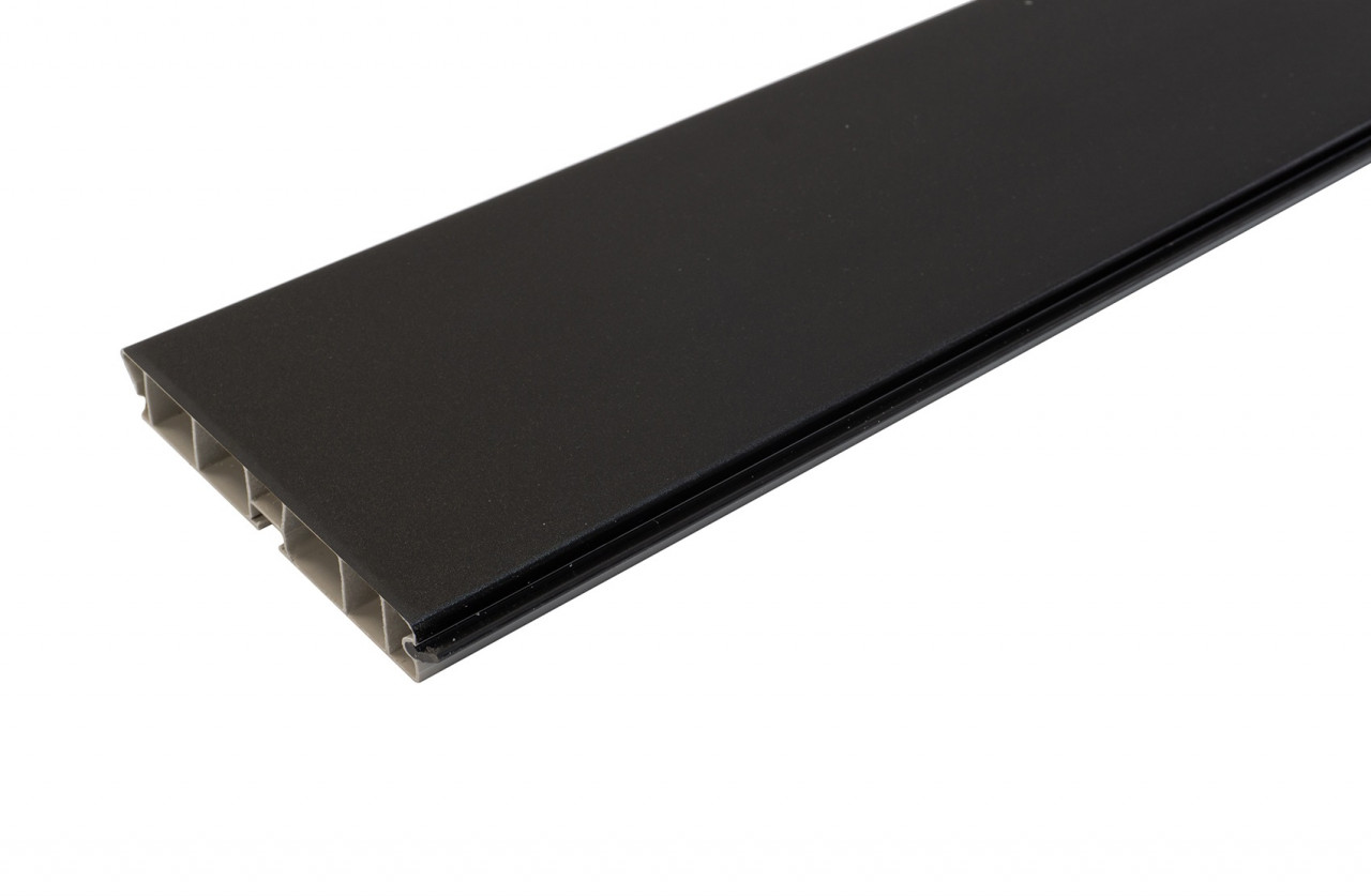 Plinta PVC pentru mascare picioare bucatarie, L=2000 mm, H=100/120/150 mm, l=13 mm, 1 canal pentru clips, finisaj negru