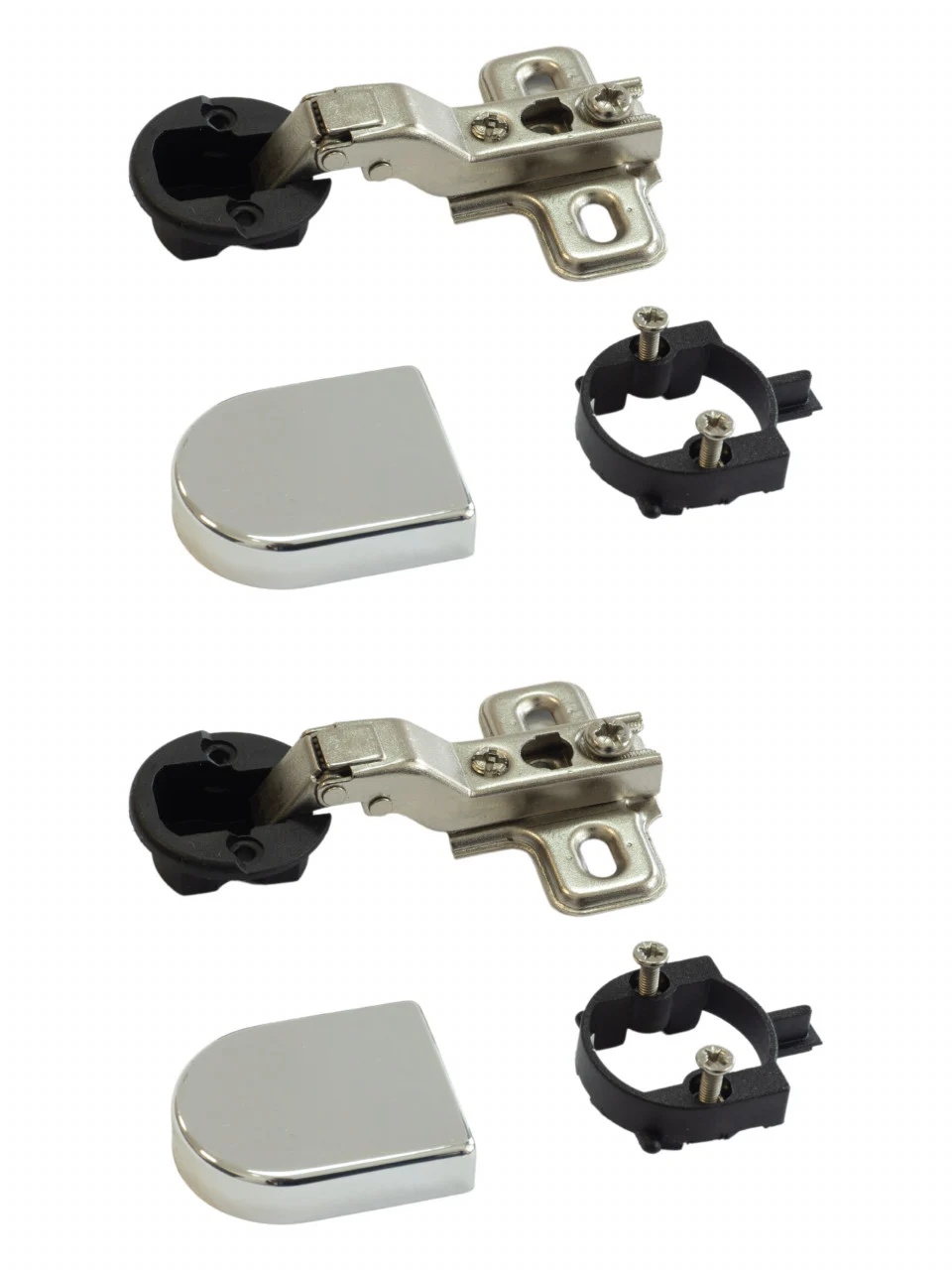 Set 2 balamale IFL D pentru usi sticla semiaplicate, accesorii incluse, crom lucios