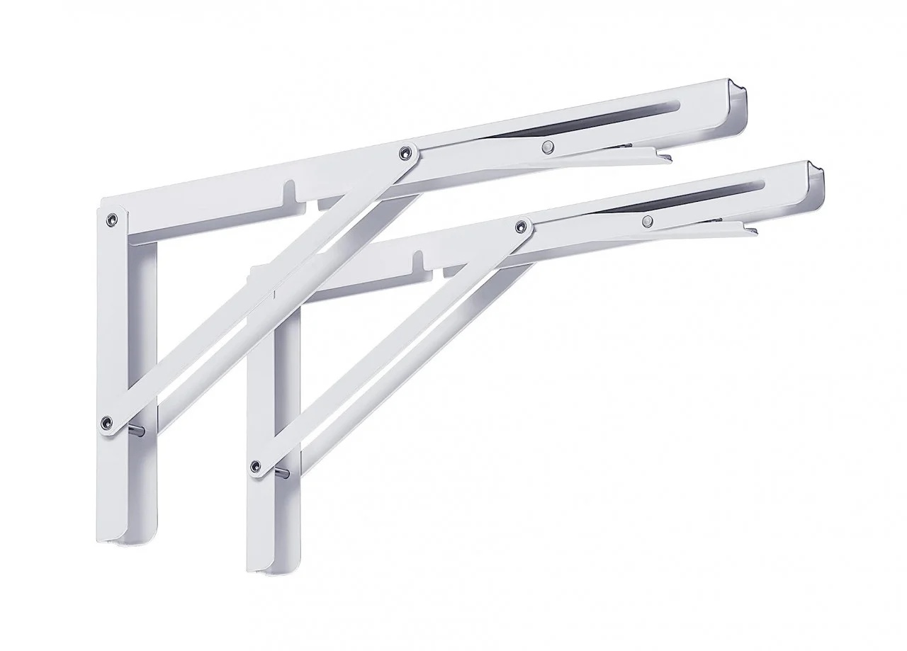 Consola rabatabila, 2 buc./set , L=300 | 400 mm, max. 30 kg, finisaj alb