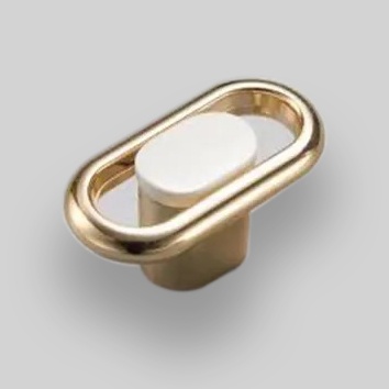 Butoni metalici pentru mobilier, model KELEN, 30.5x20x24.5 mm, finisaj auriu lucios/alb | negru