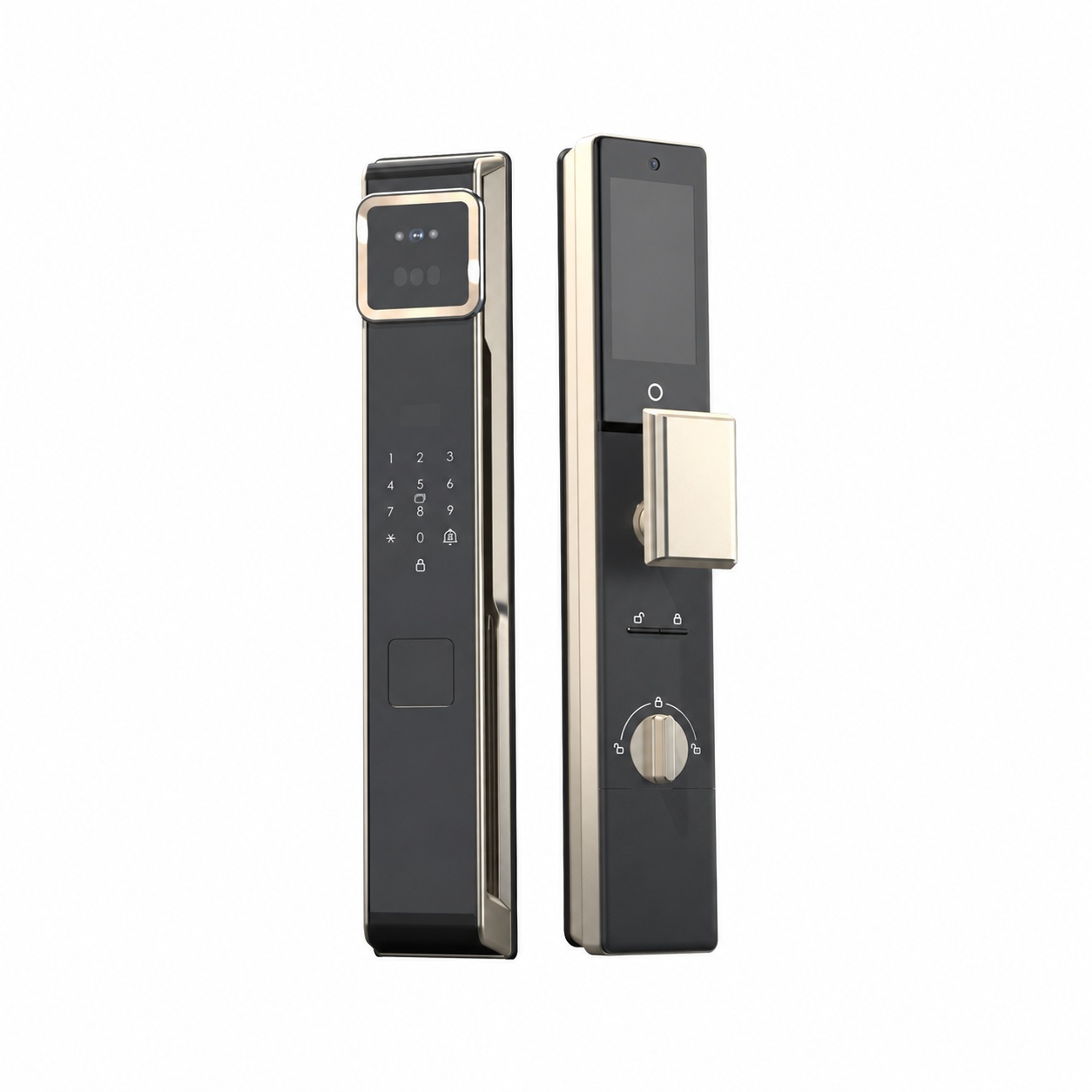 Mâner smart Vetrolock cu cameră, recunoaștere facială, scanare palmă, amprentă, cod, card și Wi-Fi, negru