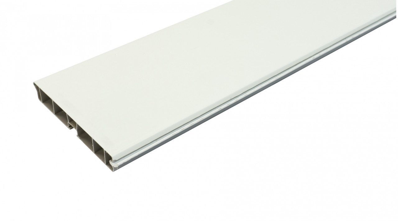 Plinta PVC pentru mascare picioare bucatarie, L=2000 mm, H=100/120/150 mm, l=13 mm, 1 canal pentru clips, finisaj alb