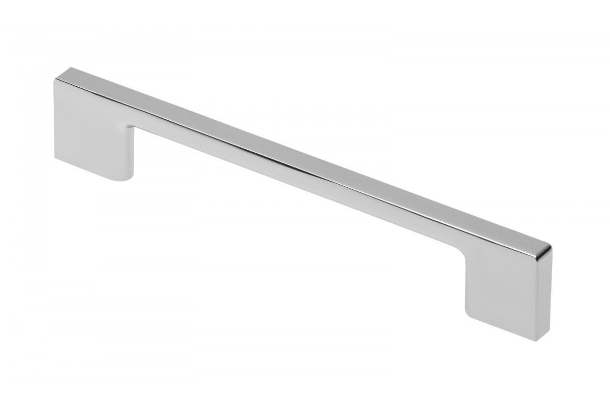Maner metalic pentru mobilier, model SARMIS, stil modern/minimalist, Distanta dintre gauri = 128 | 160 | 192 | 256 mm, finisaj crom lucios