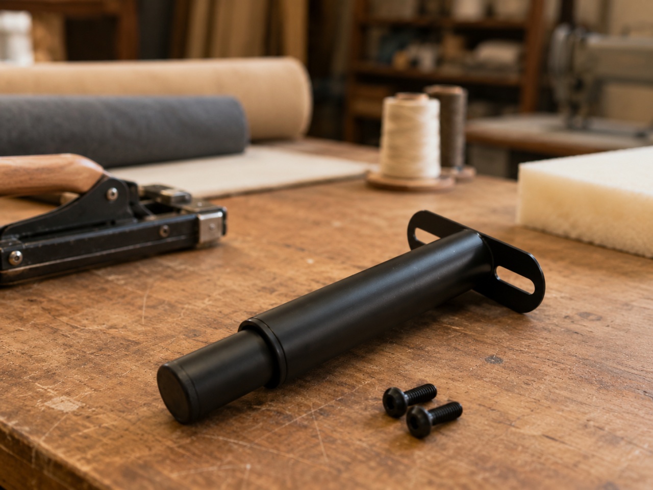 Picior metalic reglabil pentru somiera, Ø38,5 mm, H 175–335 mm, finisaj negru