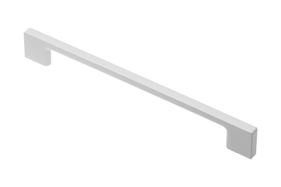 Maner metalic pentru mobilier, model SARMIS, stil modern/minimalist, Distanta dintre gauri = 128 | 192 | 256 | 320 mm, finisaj alb mat