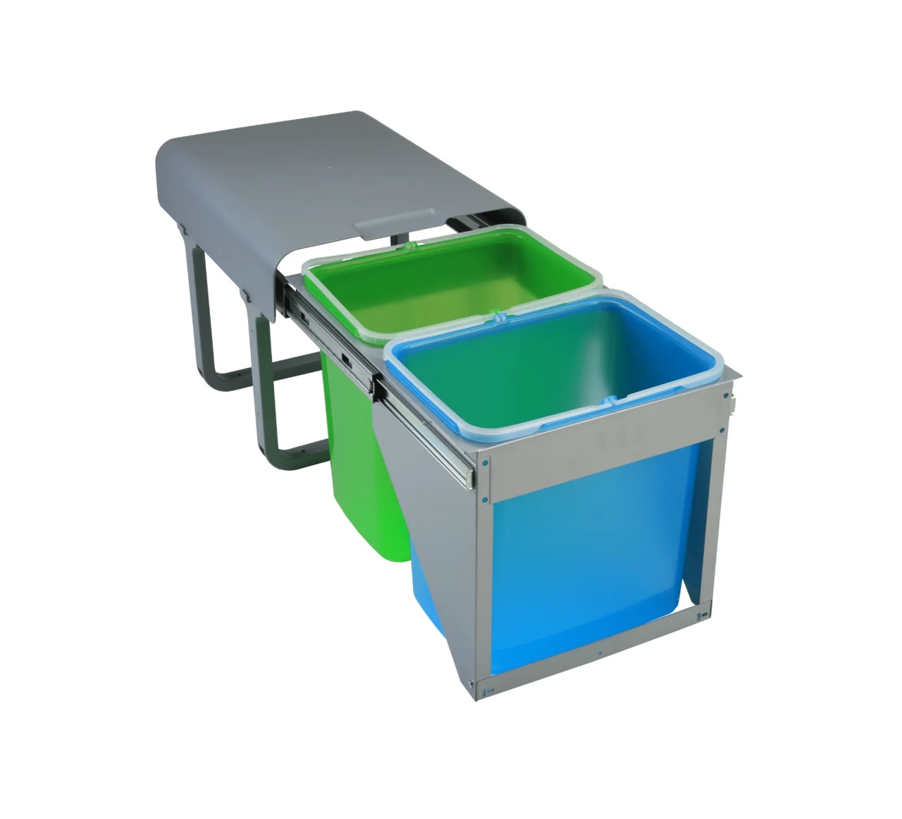 Cos gunoi incorporabil in mobilier, model SPORTELO, 2 cuve x 16 L, finisaj gri
