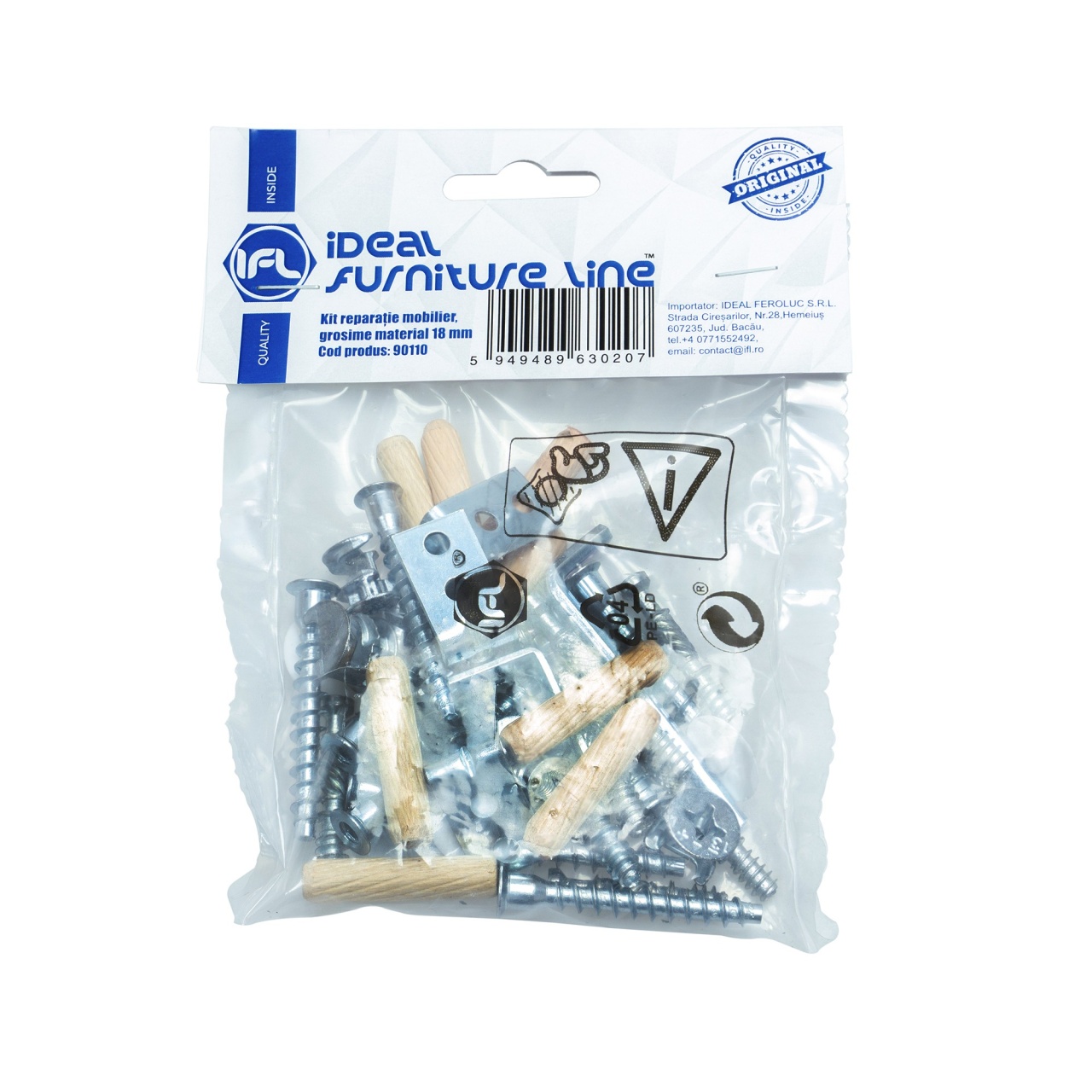 Kit reparatie mobilier, grosime material 18 mm