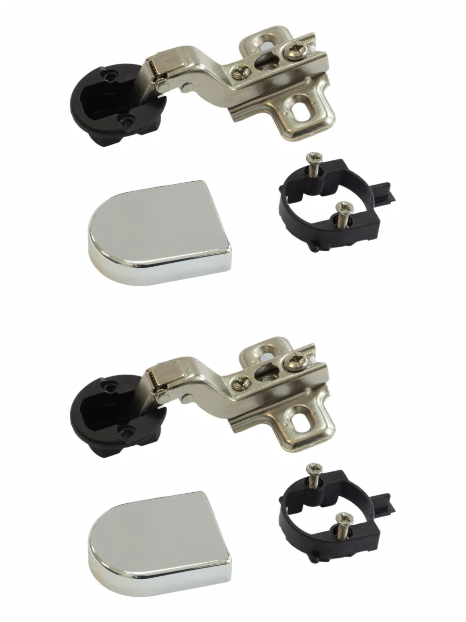 Set 2 balamale IFL D pentru usi sticla incadrate, accesorii incluse, crom lucios