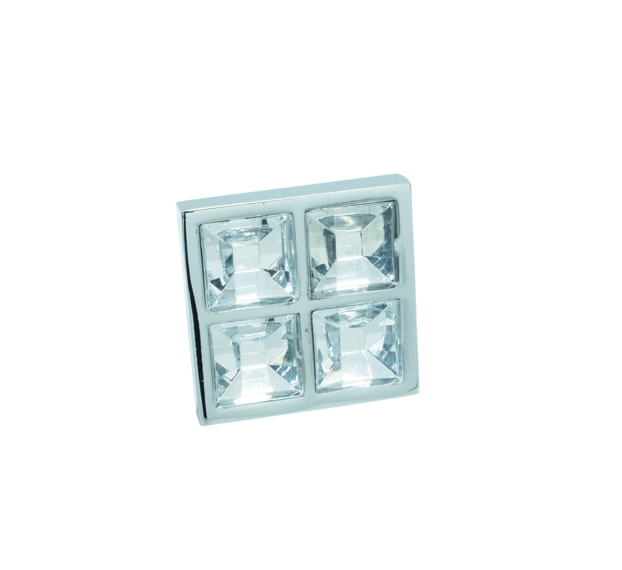 Buton cristal model KUBERA, finisaj crom lucios/transparent
