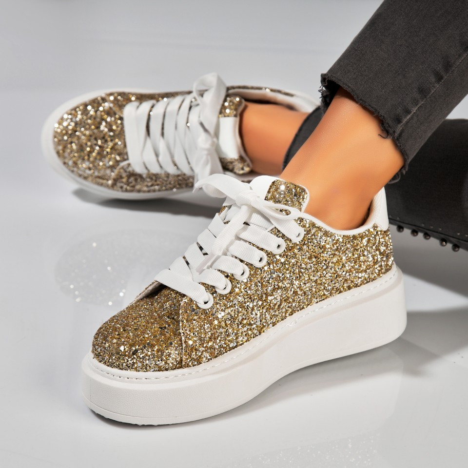 Γυναικεία Αθλητικά Glitter Χρυσό Pierra
