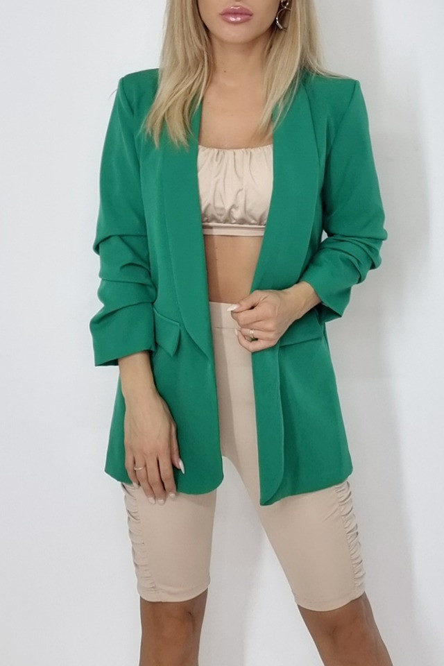 Sacou casual Nora, de lungime medie, Verde (Marime: One Size S/M) image11
