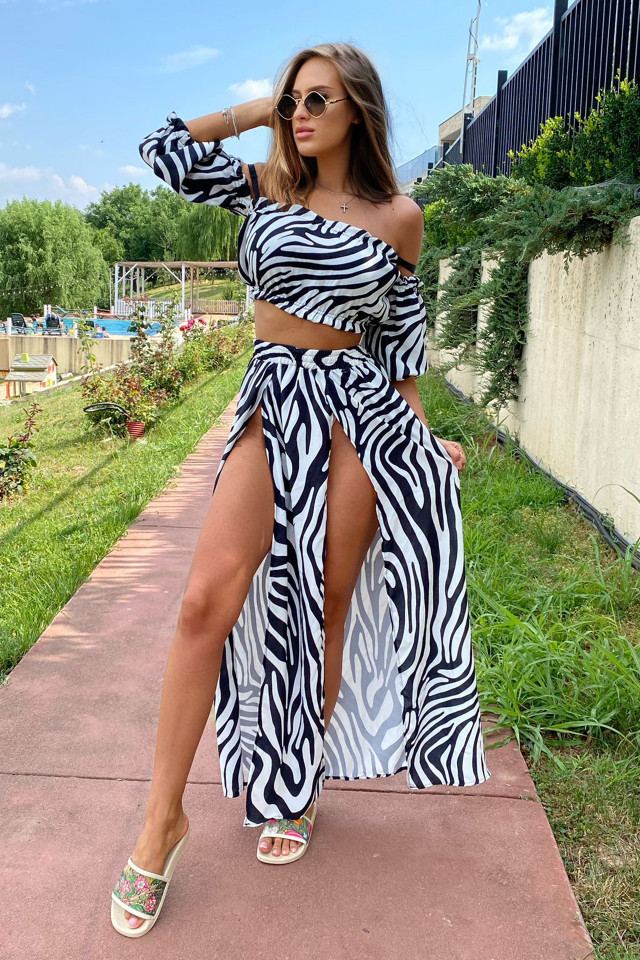 Compleu Naila fusta si top scurt, Zebra