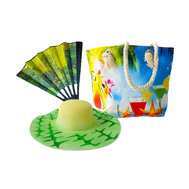 Set Summer, geanta mica pentru plaja, palarie si evantai, Gradina de vara, Van Gogh